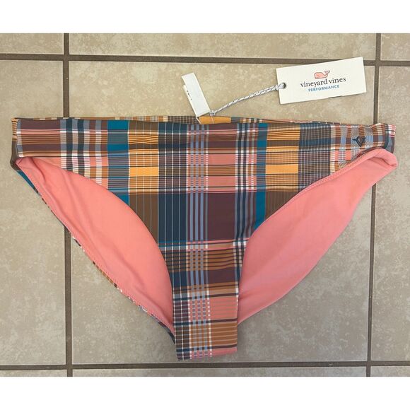 NWT Vineyard Vines Lowrise Bikini Bottom Plaid Women's Large - Picture 1 of 8